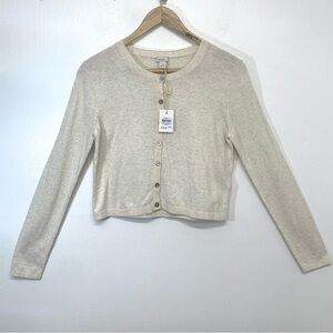 Fossil Cardigan Woman XS Oatmeal  Button Up Cotton Cashmere Blend Light Neutral
